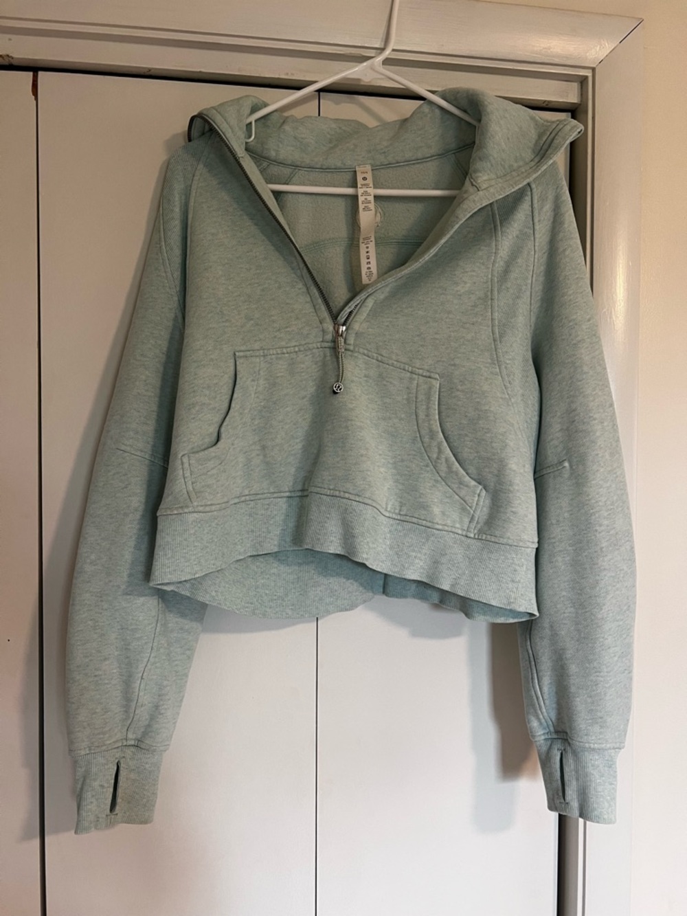 lululemon athletica Cropped Half-Zip Hoodie - Sage Green